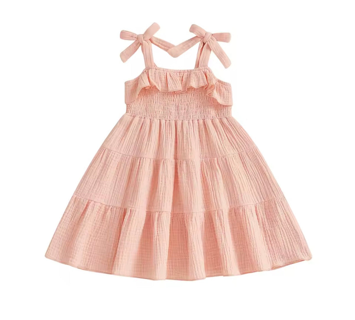 Pink Tiered Muslin Dress
