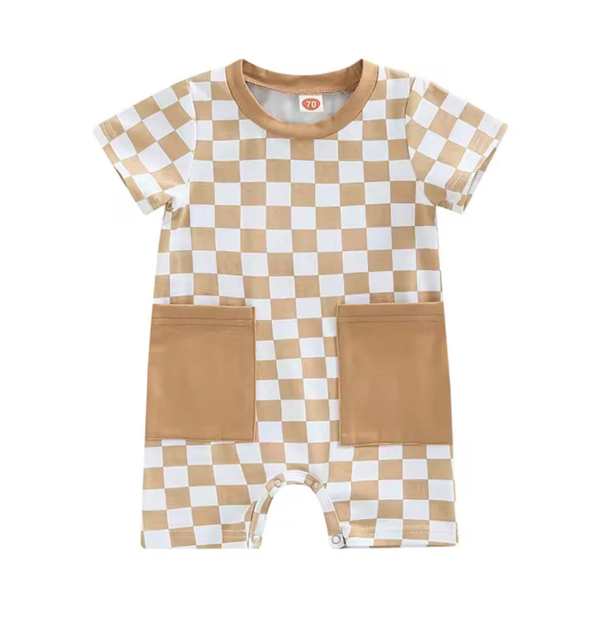 Checkered Pocket Romper