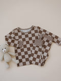 Ribbed Bamboo Two Piece Set | Latte Checkered