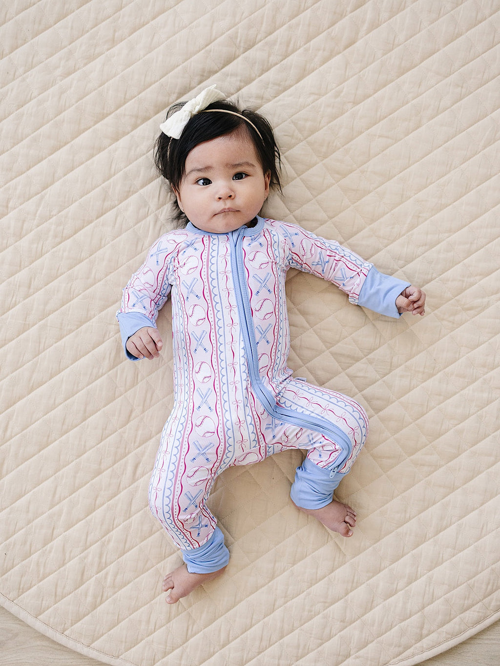 Bamboo Zip Romper | Baseball Girl
