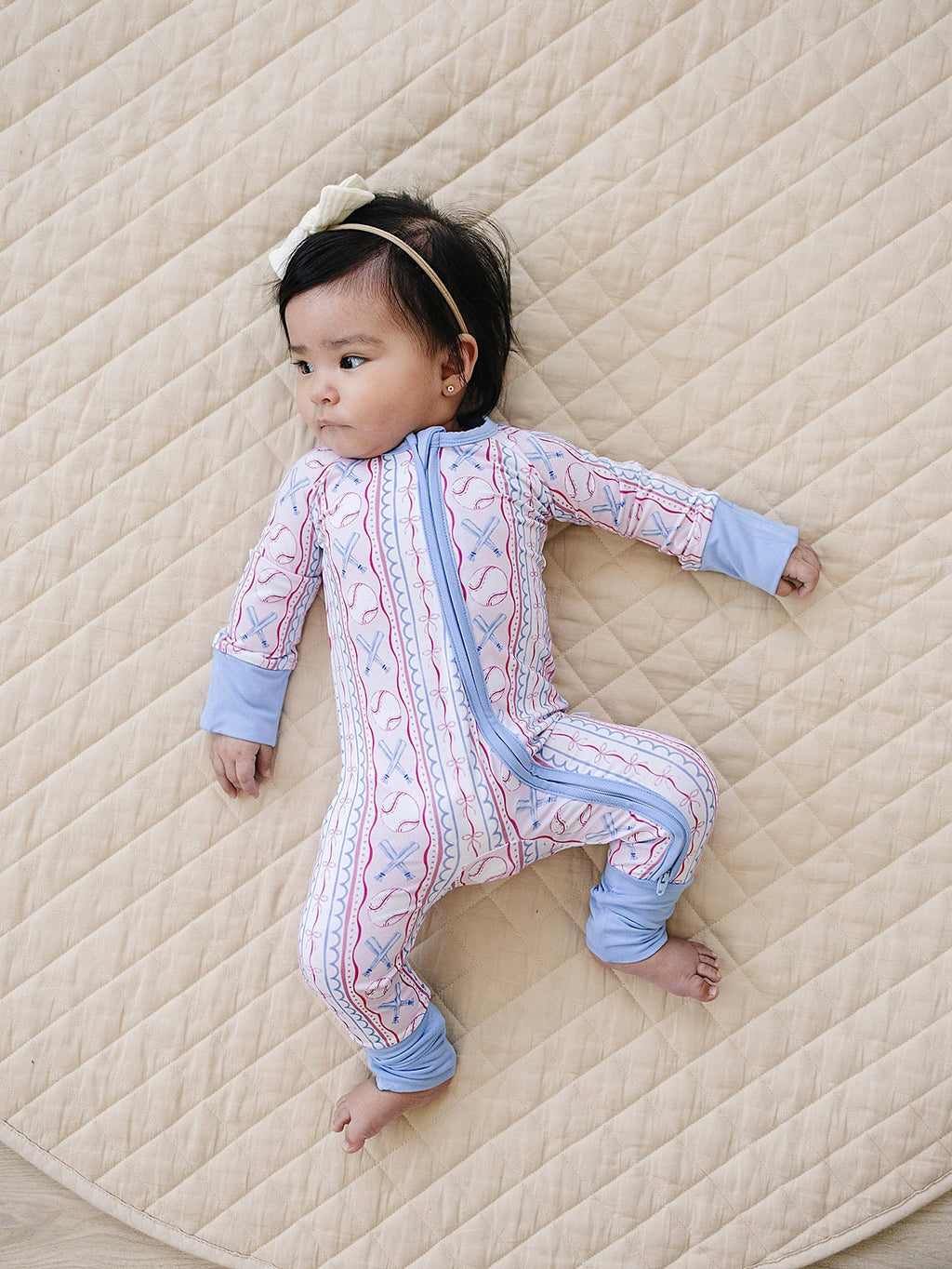 Bamboo Zip Romper | Baseball Girl