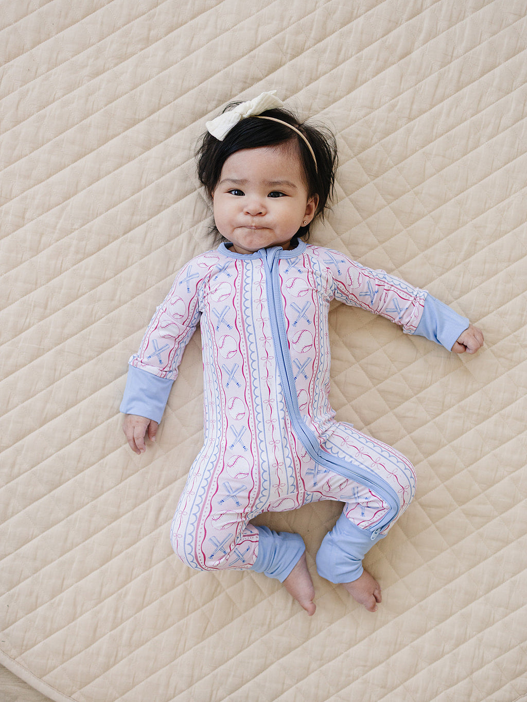 Bamboo Zip Romper | Baseball Girl